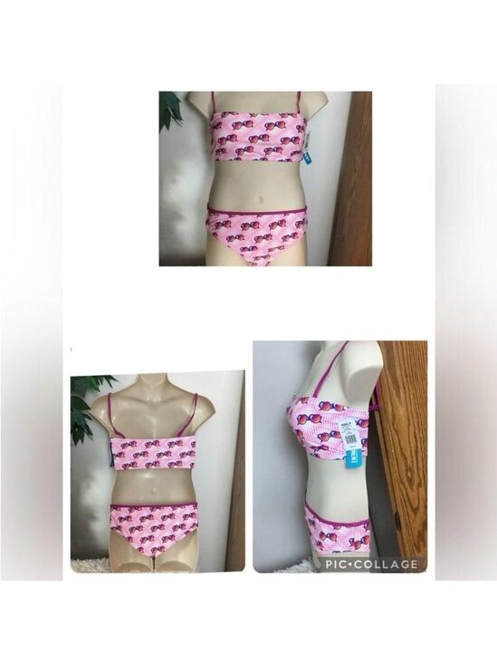 undercurrent Other - Undercurrent Bandeaukini Woman's Juniors size XL pink dots & sunglasses theme